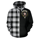 MacFarlane Black & White Tartan Crest Zipper Hoodie - Half Of Me Style